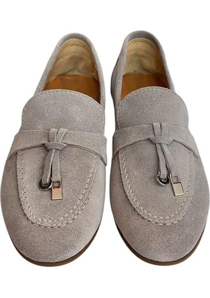 Gri Süet Deri Loafer