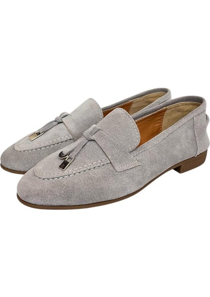 Gri Süet Deri Loafer