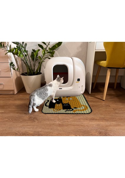 Elekli Tuvalet Önü Desenli Kedi Kumu Paspası 45 x 60 cm