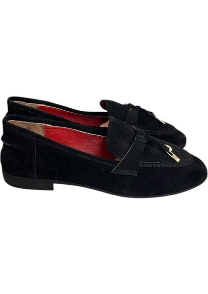 Siyah Süet Deri Loafer