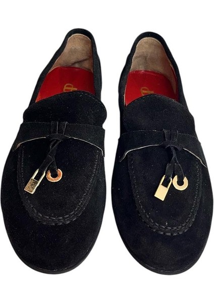 Siyah Süet Deri Loafer