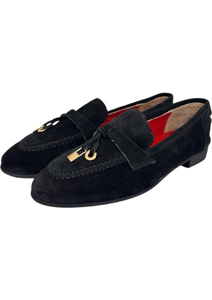 Siyah Süet Deri Loafer