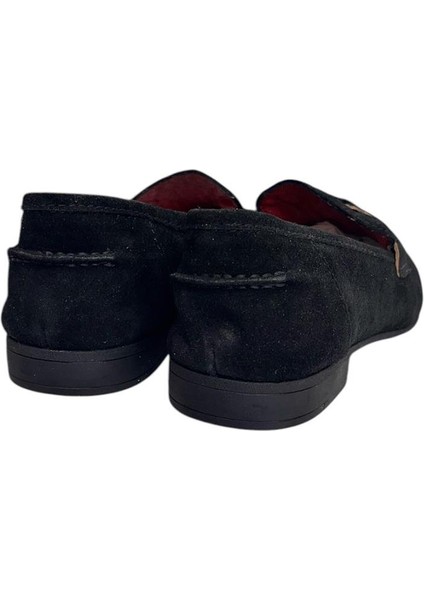 Siyah Süet Deri Loafer