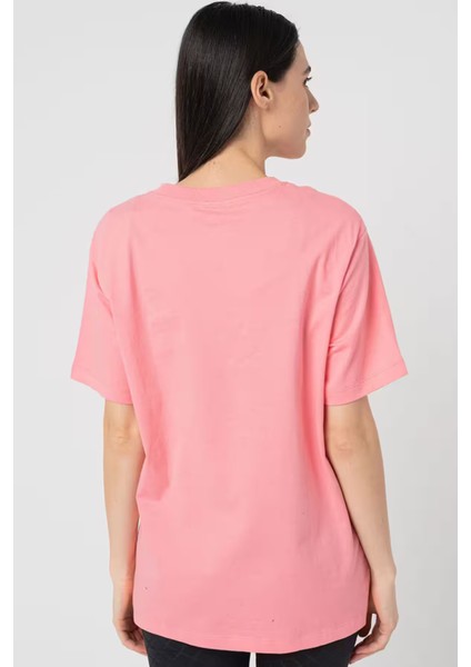 Sportswear Tee Bol Kesim Pembe Pamuklu Kadın Spor Tişört indirimleri