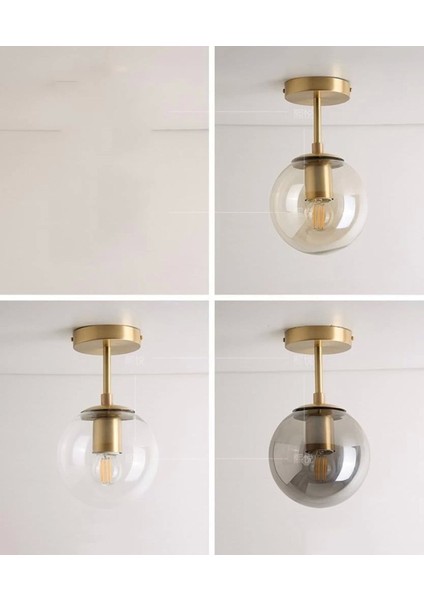 Mini Modern Salon Mutfak Yatak Odası Glop Camlı Gold Eskitme Tekli Tavan Plofonyer Avize modelleri