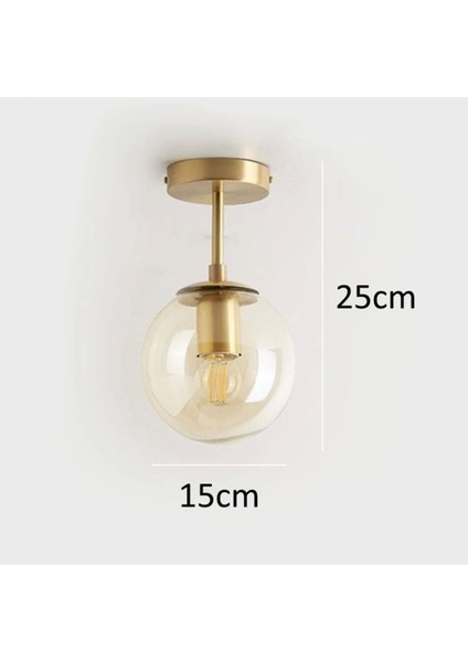 Mini Modern Salon Mutfak Yatak Odası Glop Camlı Gold Eskitme Tekli Tavan Plofonyer Avize fırsatları