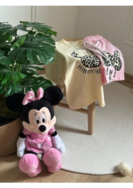 Kız Çocuk Yazlık Alt Üst Takım Leoparlı Minnie Renkli Şortlu Takım fiyatları