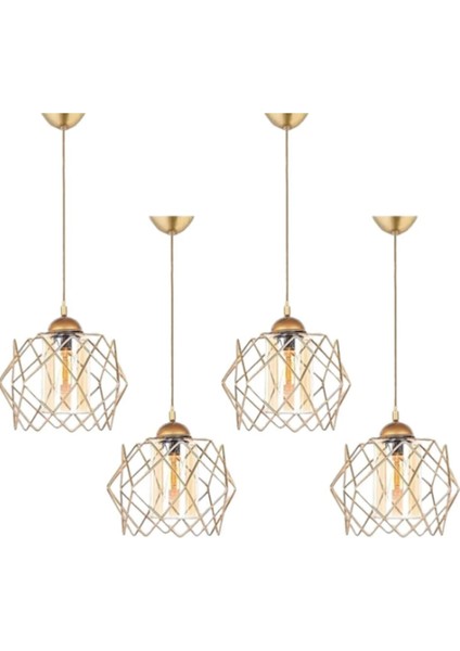 4 Adet Trend Bal Mika Camlı Golden Salon Mutfak Banyo Yatak Odası Çocuk Odası Antre Sarkıt Avize