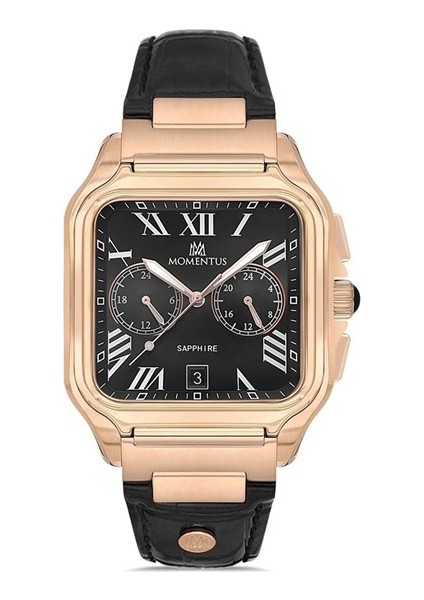TM348R-04BR Quartz Deri Siyah Safir Cam 40 mm Multifunction Erkek Kol Saati