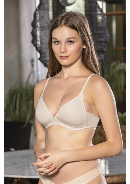 Günlük Kullanıma Uygun Pamuklu Üçgen Sütyen Ten (BRF1960)