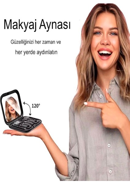 Aynalı 8 In 1 Çok Fonksiyonlu Seyahat Seti Çoklayıcı Çevirici Aynalı Stand