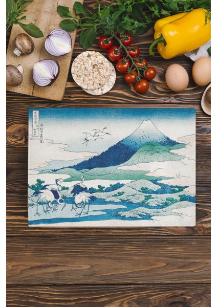 Kesme Tahtası, Kalın ve Kırılmaz Cama Baskı - Hokusai Sanat Eseri Baskılı - 21*30CM, Doğrama Tahtası 1 Adet modelleri