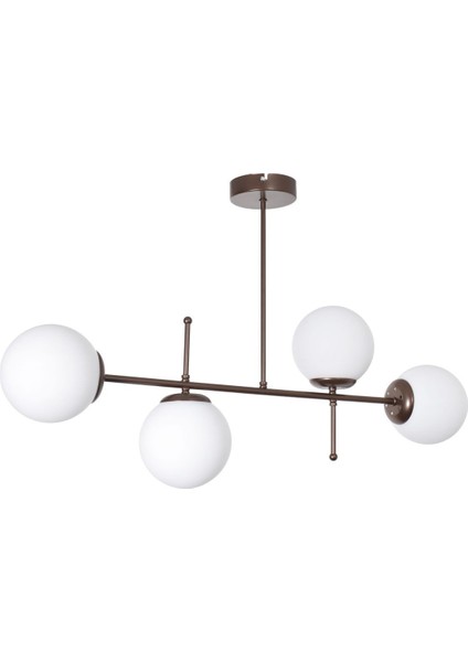 Feris Modern Tasarım Salon Mutfak Yatak Odası Kahverengi Renk Beyaz Camlı 4 Lü Avize