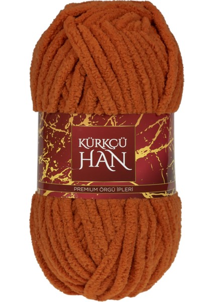 Lüks Kadife 100 gr 60M El Örgü İpi Koyu Turuncu