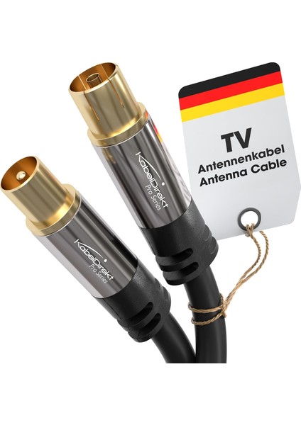 - 4K Anten Kablosu, Koaksiyel Kablolar - 5m - Dijital ve Analog Tv Için Tv Kablosu, Metal Konnektörler - 0,5-20M Arasında Mevcut (Fişten Dişi Uca, Dvb-C/dvb-T/dvb-S Için, Siyah)