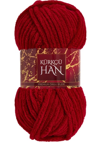 Lüks Kadife 100 gr 60M El Örgü İpi Koyu Kırmızı