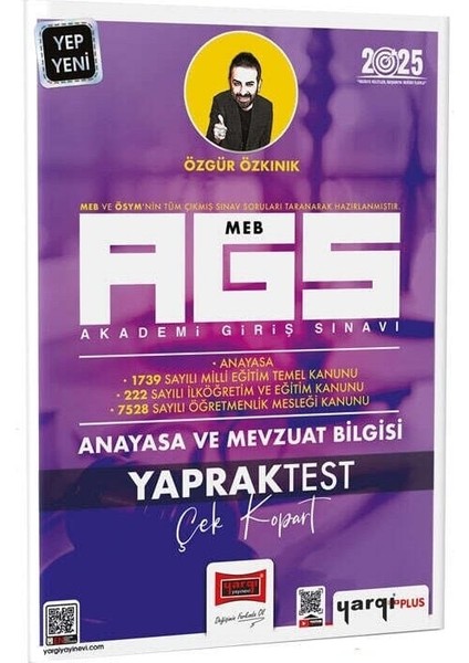 Yargı 2025 Meb-Ags Anayasa ve Mevzuat Bilgisi Yaprak Test - Özgür Özkınık Yargı Yayınları