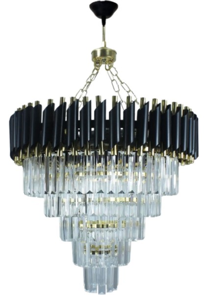 Riva Gold 55 x 55 cm 'lik Kristal Taşlı Gold Lüks Avize - Yatak Odası - Salon - Mutfak - Hol