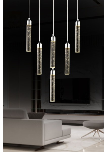 Zaki 6 Lı Krom Kaplama 3 Renkli 88 Watt Ledli Modern Tasarım Oturma Odası,genç Odası,yatak Odası,sa