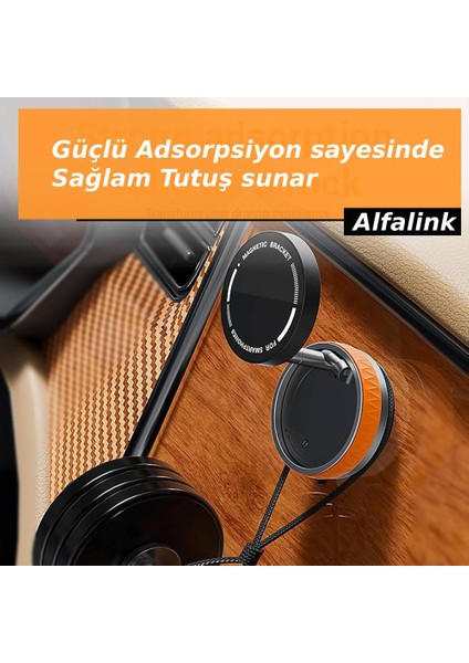 Vakumlu Katlanır Araç Telefon Tutucu Turuncu- Ayna-Cam-Masa Uyumlu Manyetik Magsafe Özellikli fırsatları