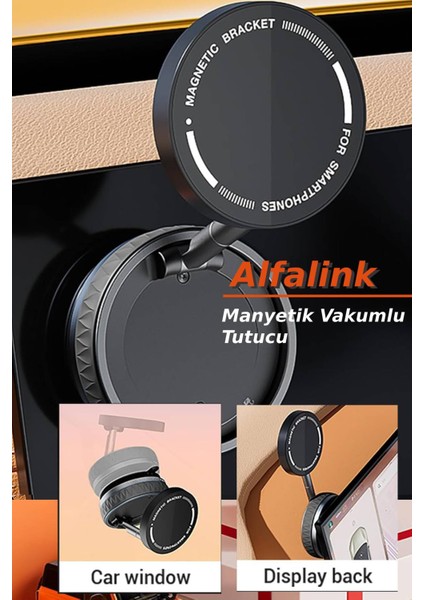 Vakumlu Katlanır Araç Telefon Tutucu Turuncu- Ayna-Cam-Masa Uyumlu Manyetik Magsafe Özellikli indirimleri
