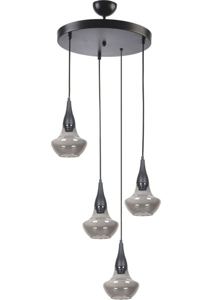 Fora Özel Tasarım Salon - Yatak Odası - Mutfak - Füme Camlı 4 Lü Avize