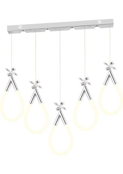 Vojens 5'li Sıralı Krom Ledli Kelebek Detaylı Modern Koridor, Yatak Odası Salon Sarkıt LED Avize fiyatları