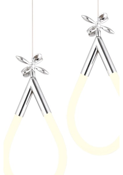 Vojens 5'li Sıralı Krom Ledli Kelebek Detaylı Modern Koridor, Yatak Odası Salon Sarkıt LED Avize modelleri