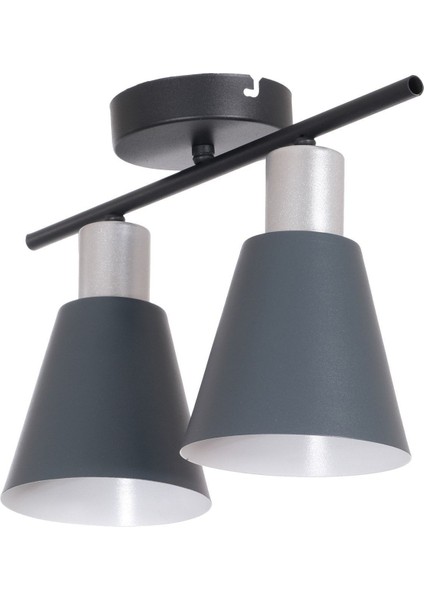 Serin Modern Tasarım Yatak Odası - Salon - Mutfak - Cafe Anrasit Renk 2 Li Avize