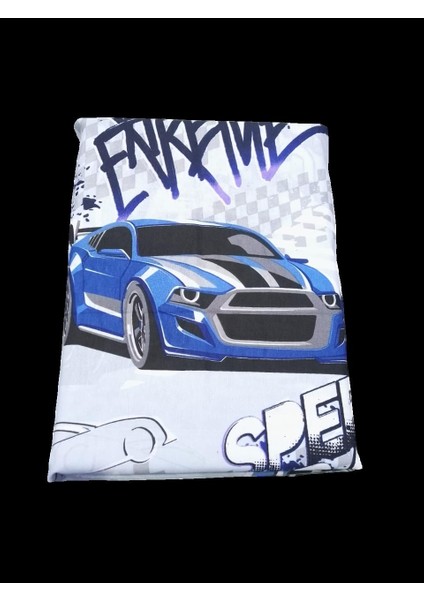 Ceylin Eko Tek Kişilik Nevresim Takımı Speed Araba Mavi