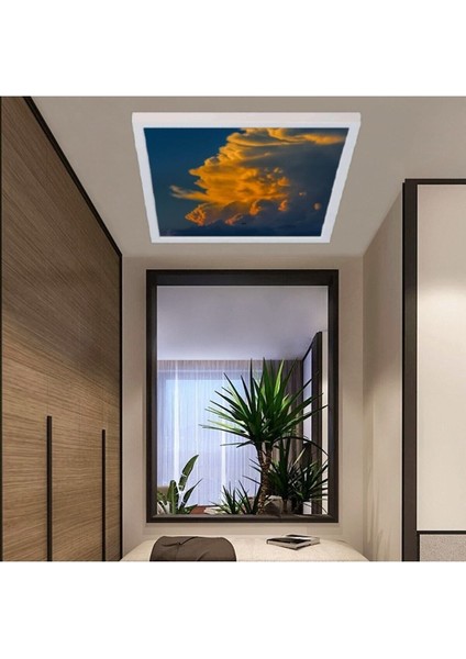 Yatak Odası 60WATT LED IŞIK-60 cm x 60 cm Kare Avize-Led Salon Avize-Tavana Yapışık-Kolay Montaj Avize