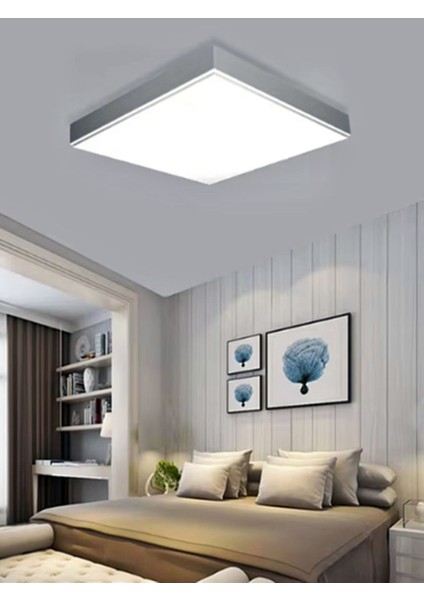 Yatak Odası 60WATT LED IŞIK-60 cm x 60 cm Kare Avize-Led Salon Avize-Tavana Yapışık-Kolay Montaj Avize