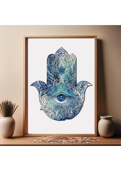 - Ahşap Puzzle Yetişkinler Için - Hamsa Benzersiz Parçalı Puzzle - 230 Parça Ahşap Yapboz - Yapıştırıcı Folyo Dahil - Dekoratif Ahşap Puzzle - 28X34 cm - Wz-01