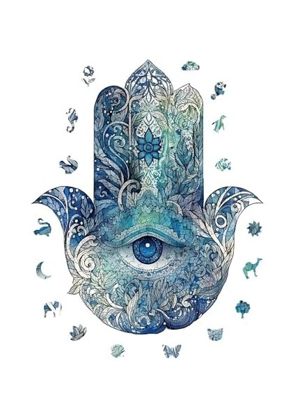 - Ahşap Puzzle Yetişkinler Için - Hamsa Benzersiz Parçalı Puzzle - 230 Parça Ahşap Yapboz - Yapıştırıcı Folyo Dahil - Dekoratif Ahşap Puzzle - 28X34 cm - Wz-01