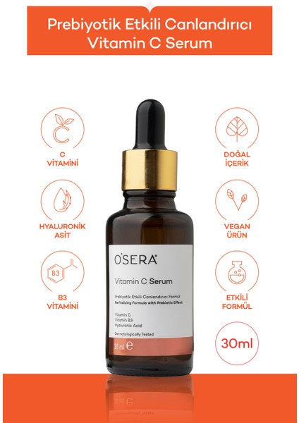C Vitamini Prebiotik Etkili Canlandırıcı Cilt Serumu 30ML
