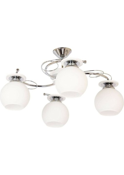 Bolivar Modern Salon - Mutfak - Yatak Odası 4 Lü Beyaz Camlı Beyaz Avize