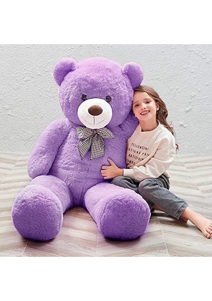 cm Sevgiliye Özel Romantik Dev Boy Papyonlu Peluş Ayı-% 100 Yerli Lila