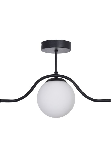 Meta Salon - Mutfak - Yatak Odası - Hol - Siyah Renk Beyaz Camlı Tekli Avize