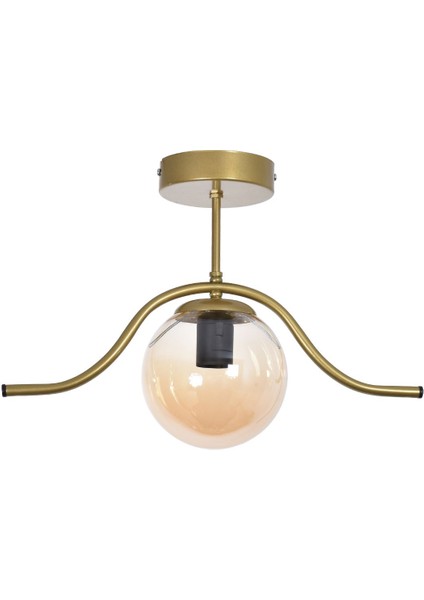 Meta Salon - Mutfak - Yatak Odası - Hol - Eskitme Renk Bal Camlı Tekli Avize