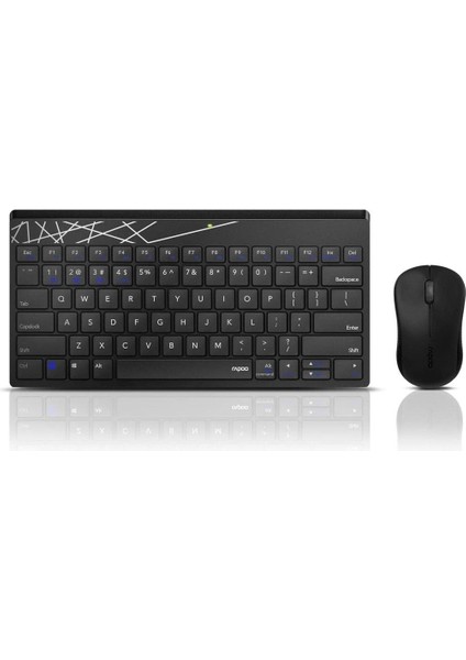 8000M Model Çok Modlu Türkçe Klavye ile Optik Mouse Set Siyah