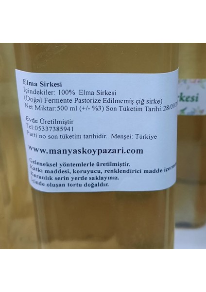 Ev Yapımı Doğal Elma Sirkesi 500 ml Şişe fiyatları