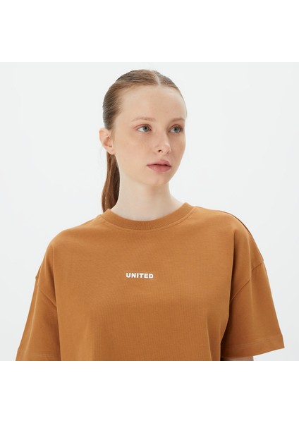 Unıted4 Classic Kadın Kahverengi Crop T-Shirt fırsatları
