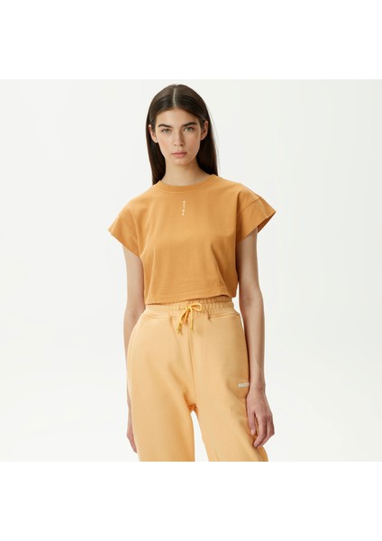 Unıted4 W2 Kadın Kahverengi Crop T-Shirt