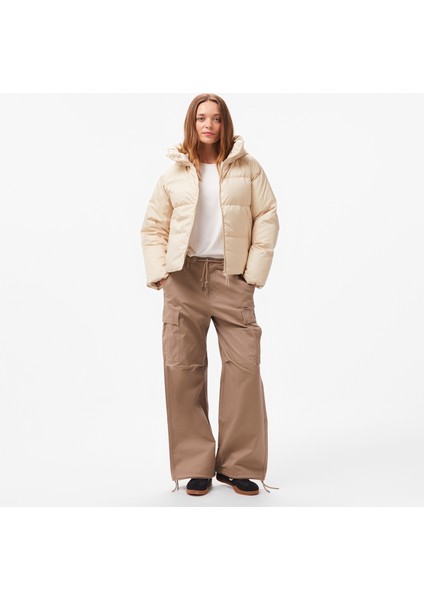 Fashion Short Down Kadın Kapüşonlu Krem Ceket modelleri