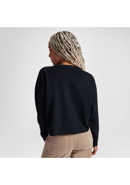 Classic Kadın Baskılı Siyah Sweatshirt