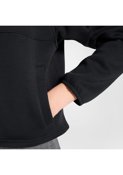 Classic Kadın Yarım Fermuarlı Siyah Sweatshirt
