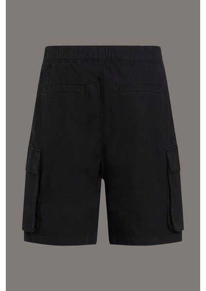 Erkek Ck Washed Cargo Şort - Siyah