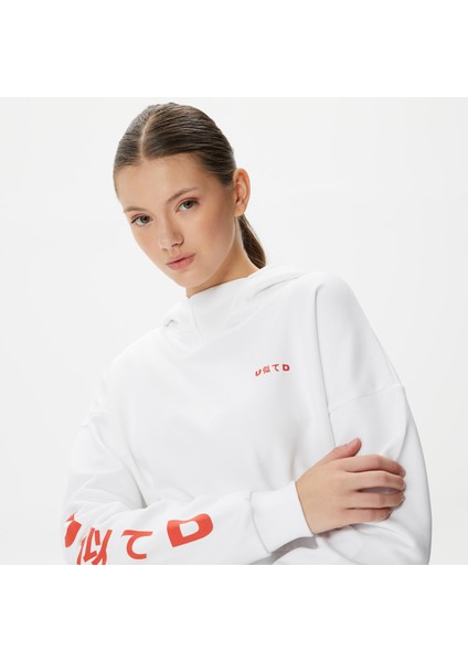 Unıted4 Jpn Crop Kadın Beyaz Hoodie fırsatları