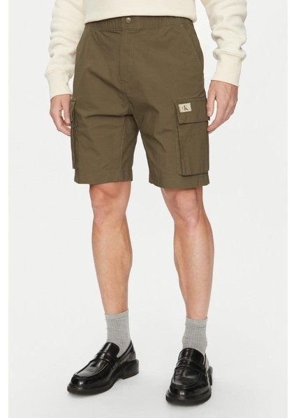 Erkek Ck Washed Cargo Şort - Koyu Yeşil