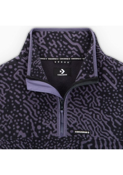 Classic Kadın Yarım Fermuarlı Mor Sweatshirt